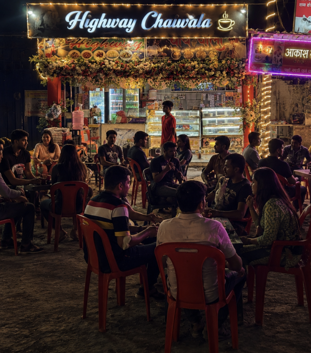 Highway Chaiwala shop at night, Balia Chowk Muzaffarpur